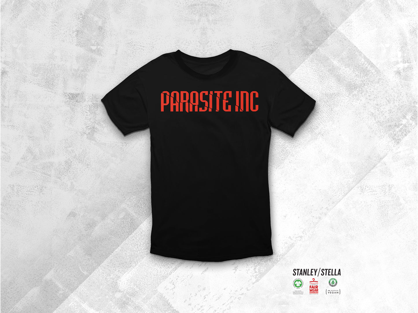 T-Shirt "Parasite Inc." (Red print on black shirt)